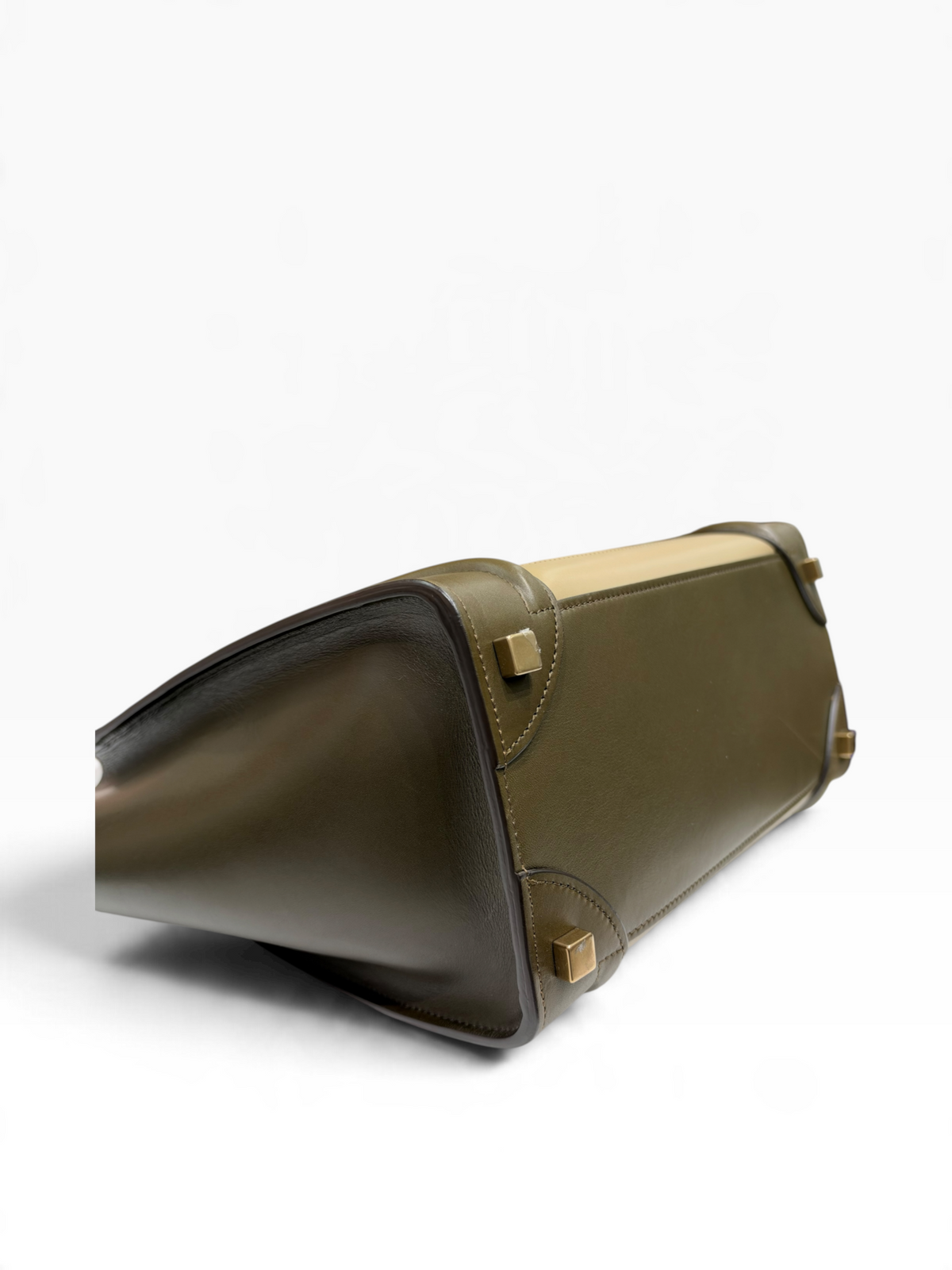 Céline - Sac Luggage MM en cuir kaki et beige