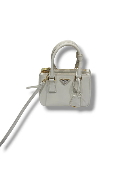 Prada - Sac Micro Galleria saffiano blanc
