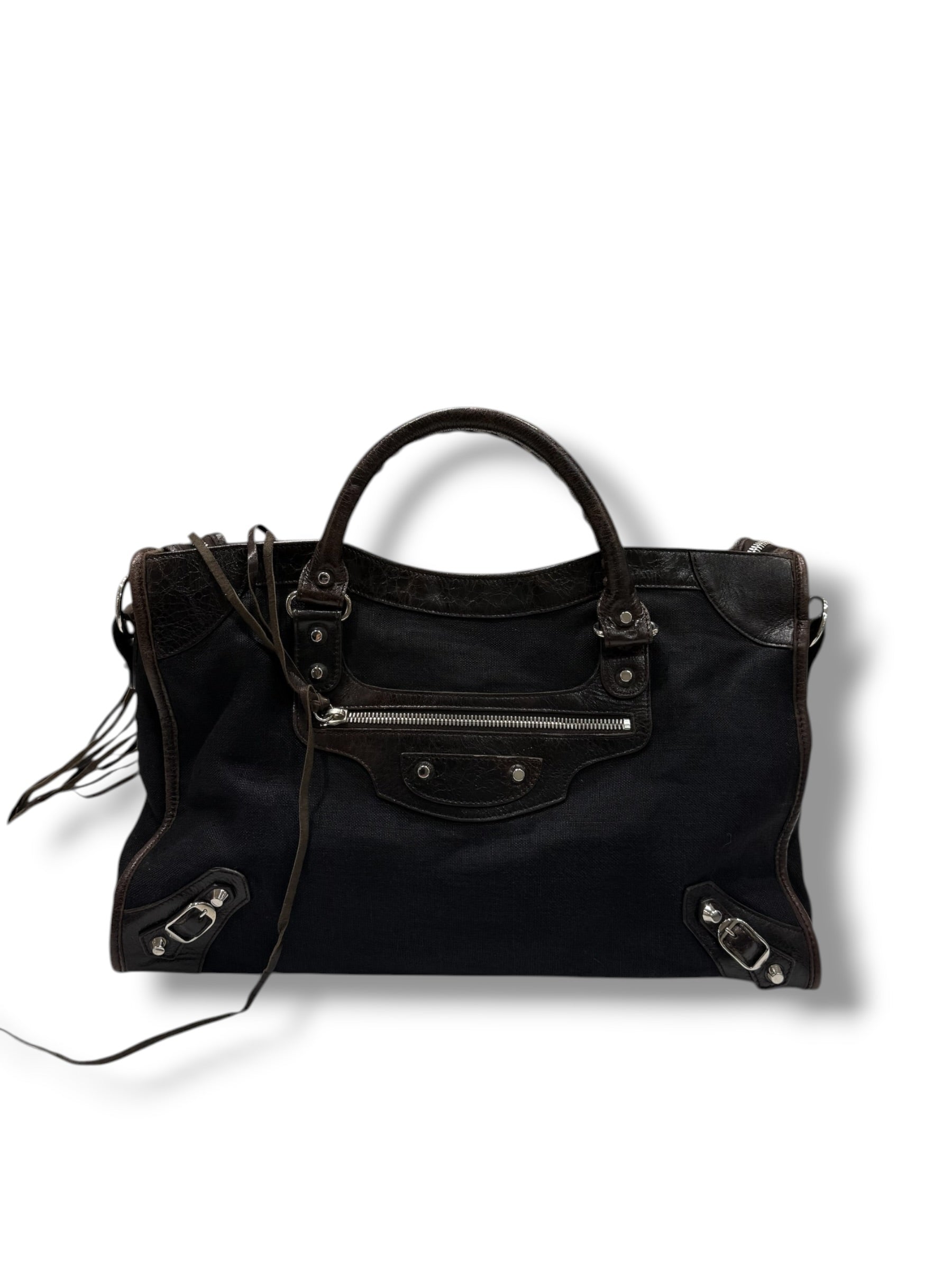 Balenciaga - Sac city avec bandoulière en cuir et toile