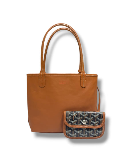 Goyard - Sac Mini Anjou réversible toile et cuir Gold