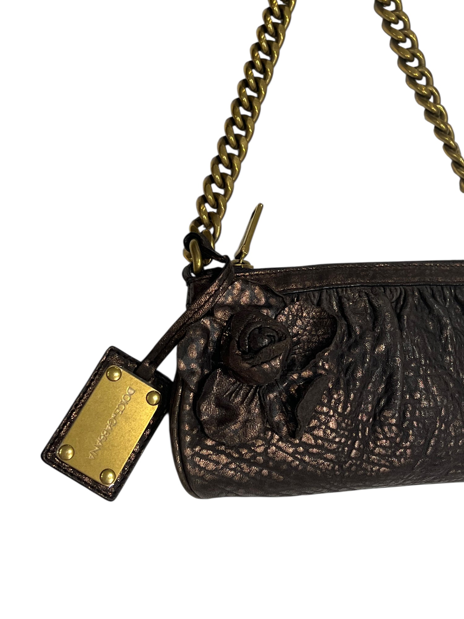 Dolce gabbana - sac soirée cuir bronze