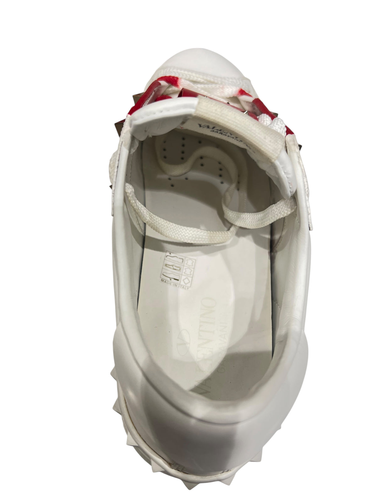 Valentino - White and red Rockstud Untitled sneakers, size 38.5