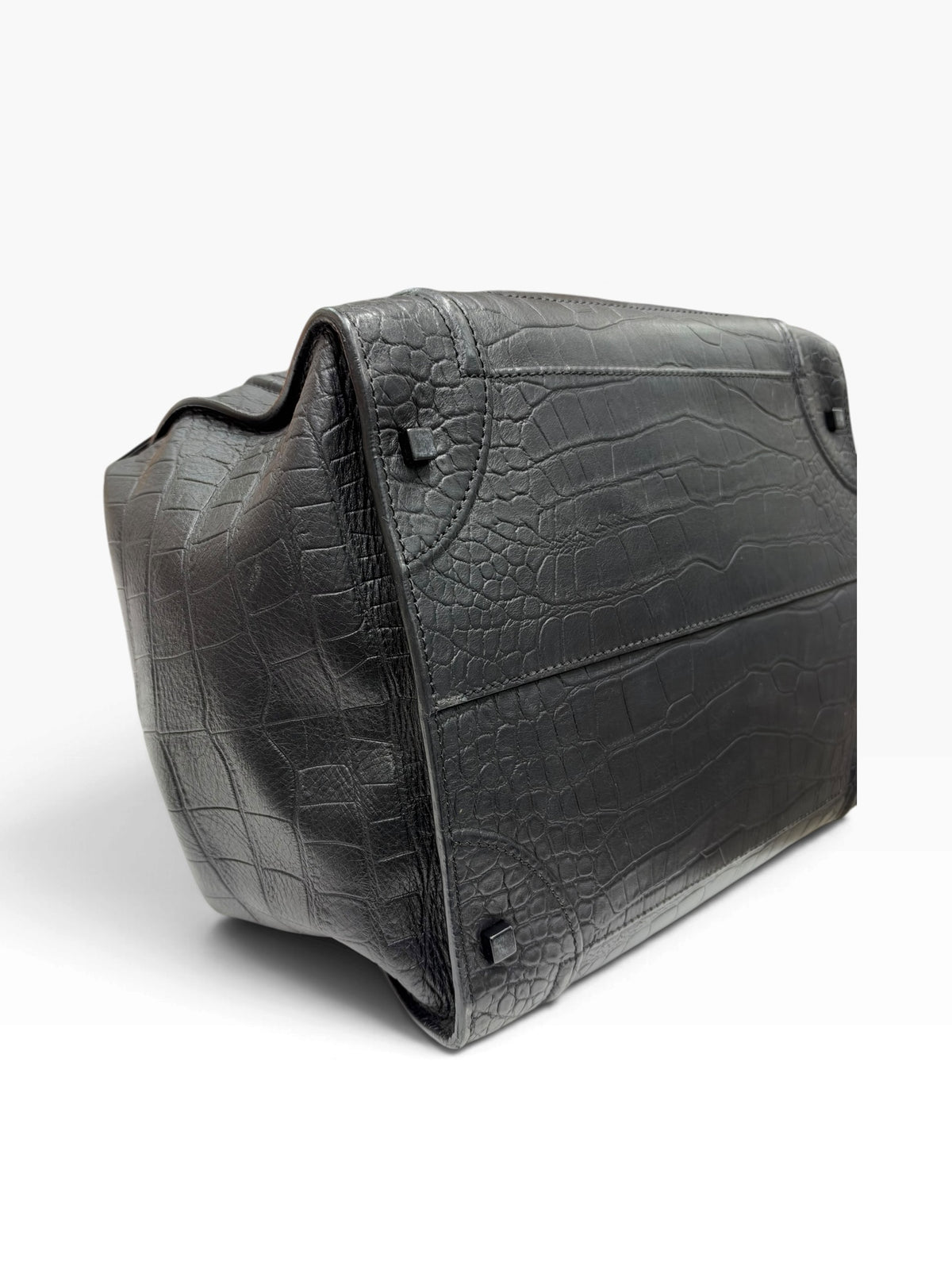 Céline - Sac Phantom Luggage cuir noir embossé croco