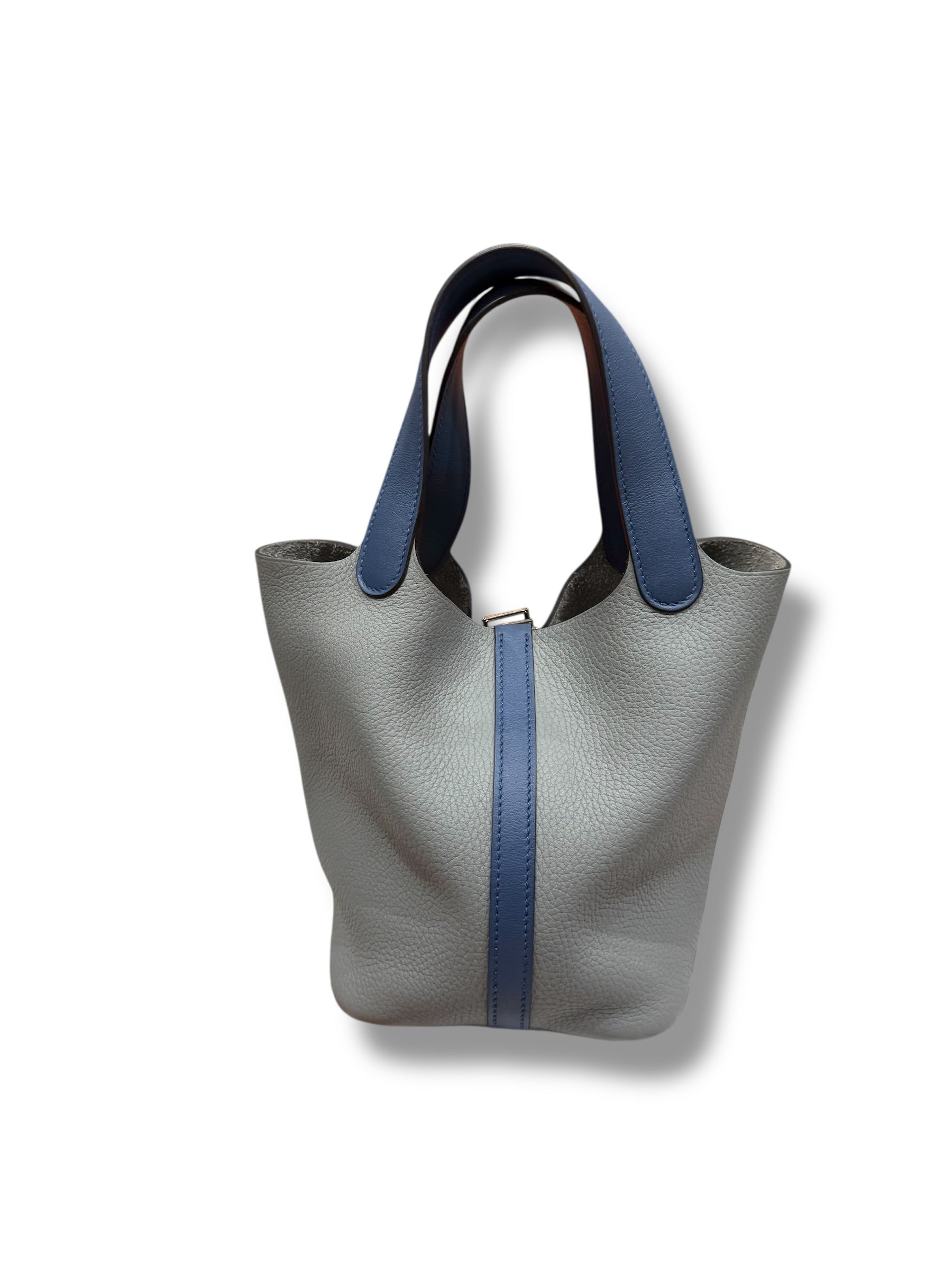 Hermès - Sac Picotin 18 Commande spéciale Bleu Agathe et Gris mouette