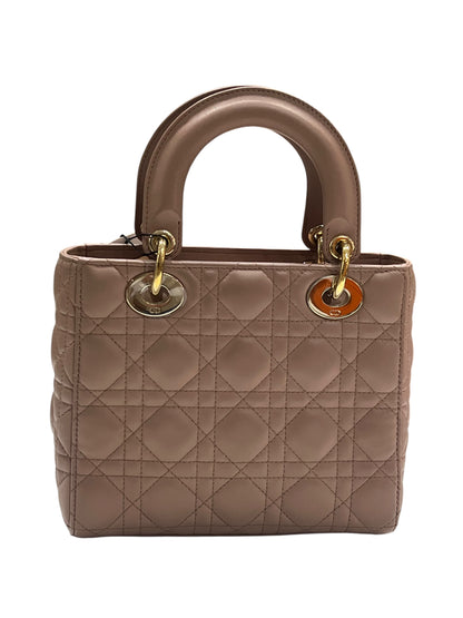 Dior - sac lady Dior small cuir nude foncé