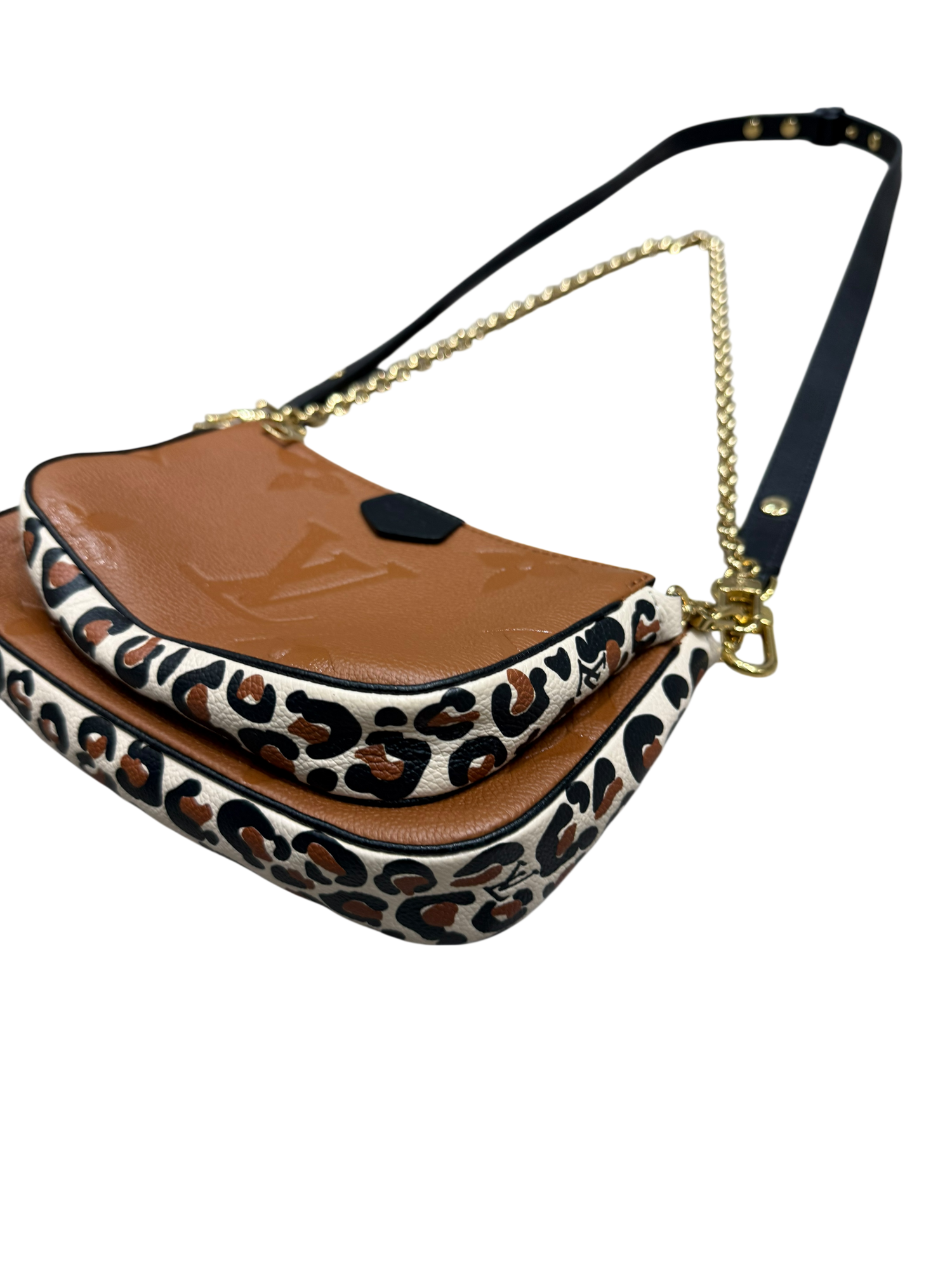 Louis Vuitton - Sac Multipochette Édition Cuir Empreinte Camel/ Léopard | Les Folies d’Eugénie