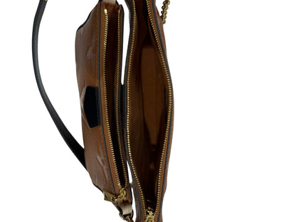 Louis Vuitton - Sac Multipochette Édition Cuir Empreinte Camel/ Léopard | Les Folies d’Eugénie