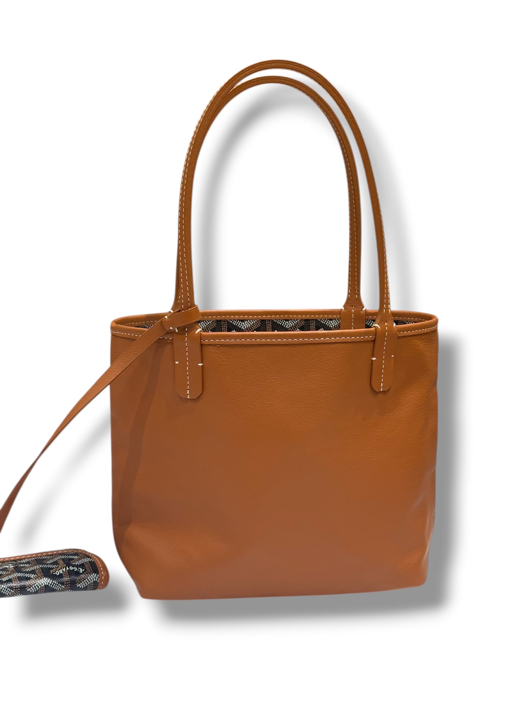 Goyard - Sac Mini Anjou réversible toile et cuir Gold