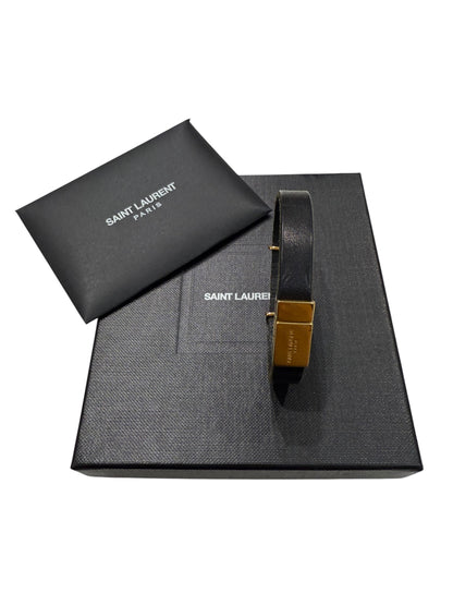 Saint-Laurent - Bracelet en cuir et logo doré
