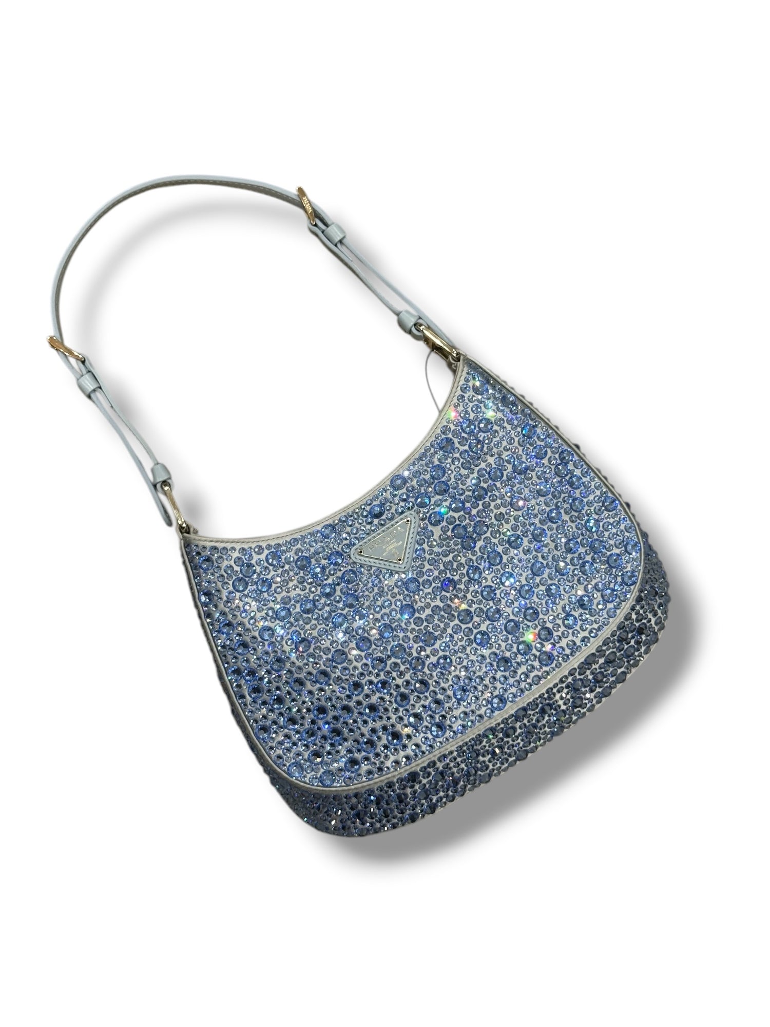 Prada - Sac Cleo en satin avec cristaux Bleu