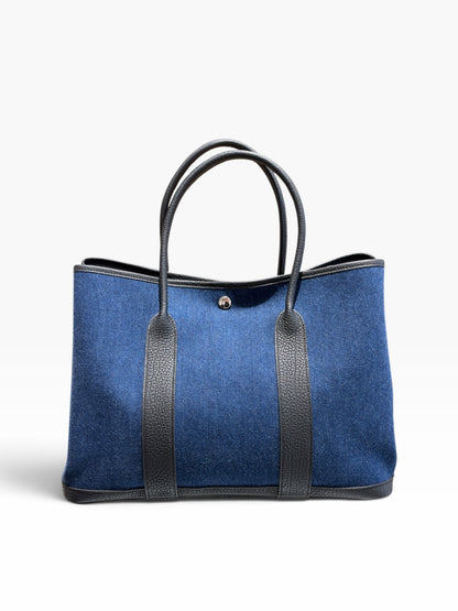 Hermès - Garden Party 36 Tasche aus Denim und Leder