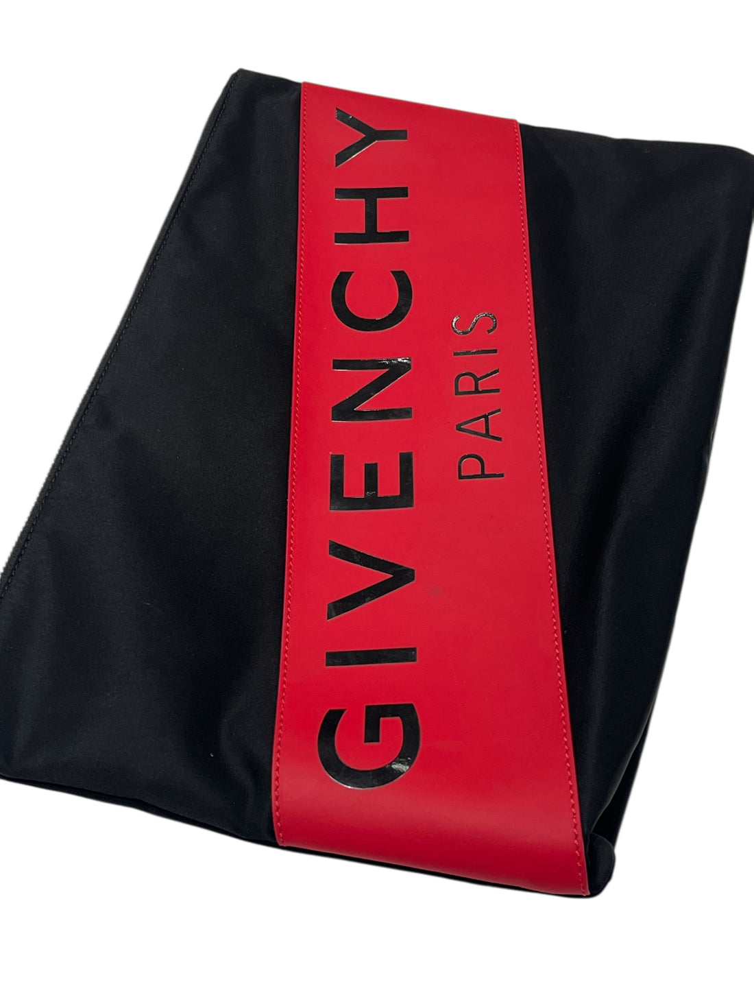 Givenchy - Pochette in nylon nera e rossa
