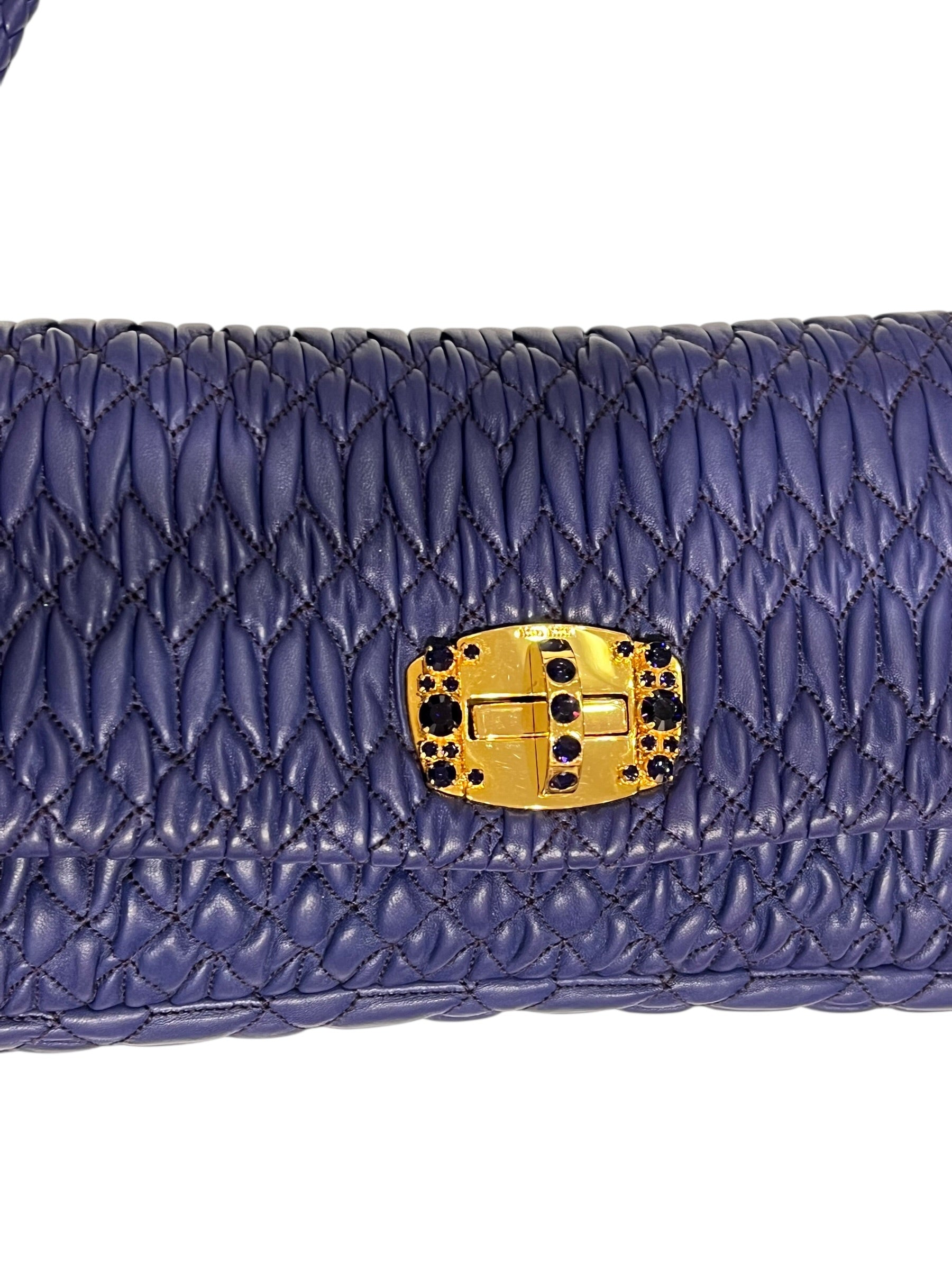 Miu Miu Sac Miu Crystal Cuir violet | Les Folies d’Eugénie