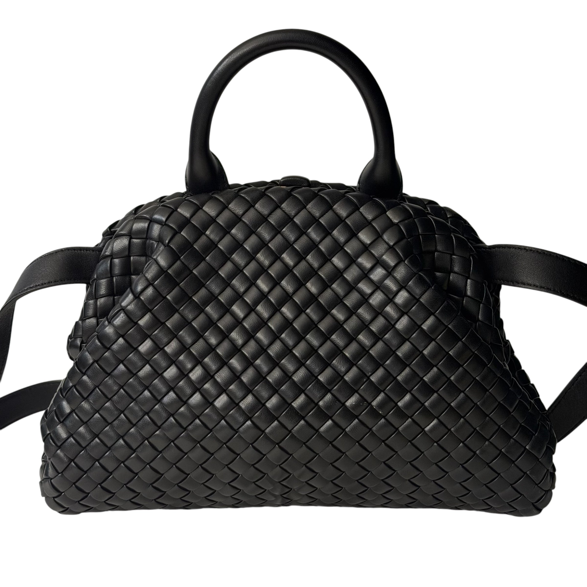 Bottega Veneta - Sac à main en cuir intrecciato noir