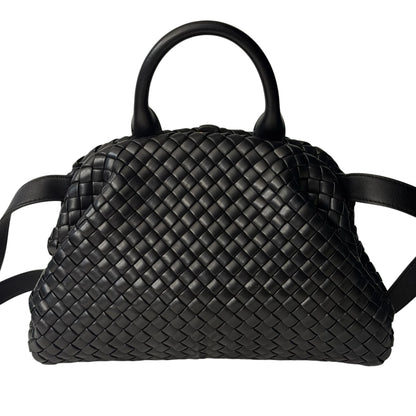 Bottega Veneta - Sac à main en cuir intrecciato noir