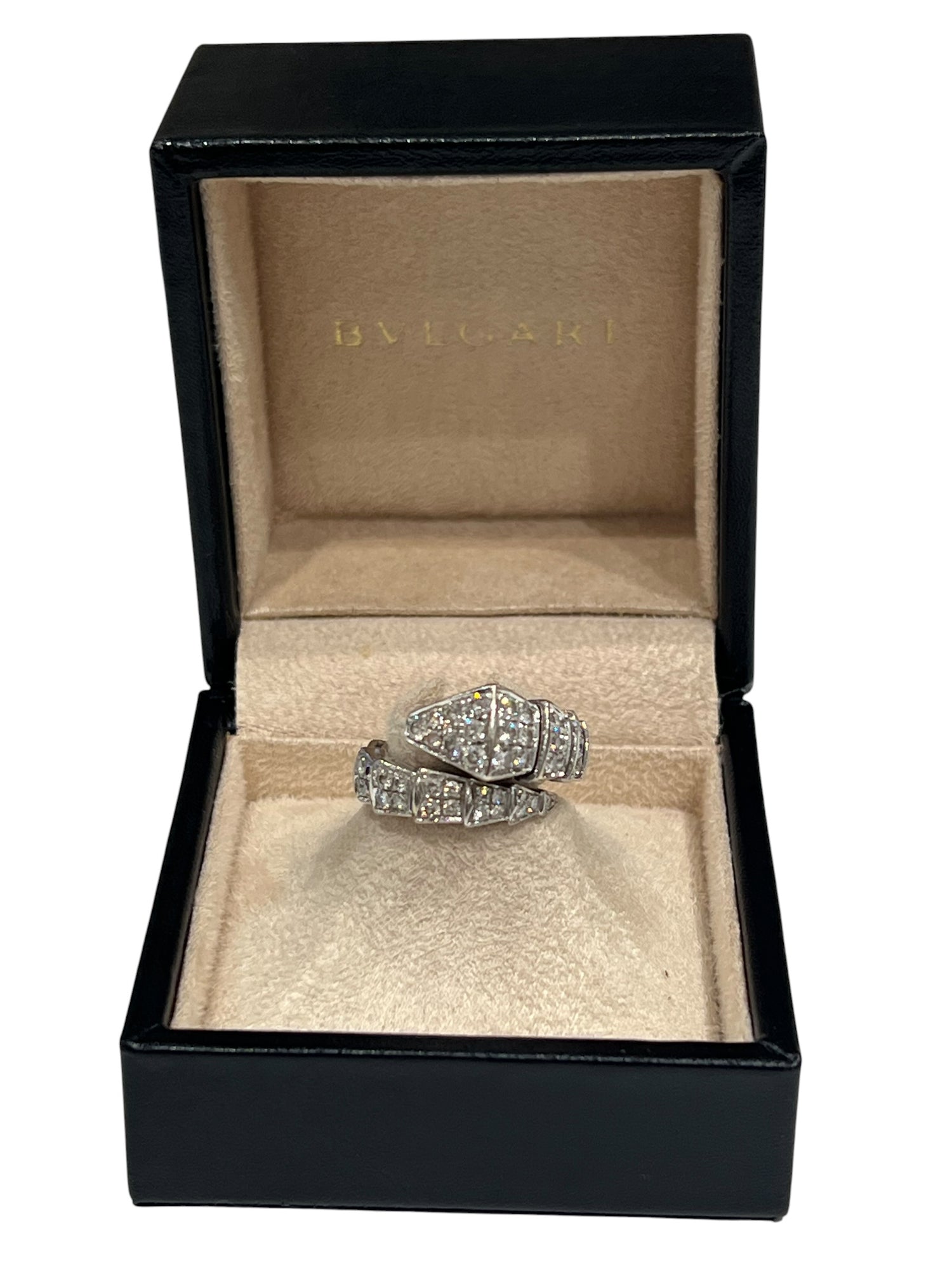 Bvlgari - bague serpenti or blanc et pavée de diamants TS