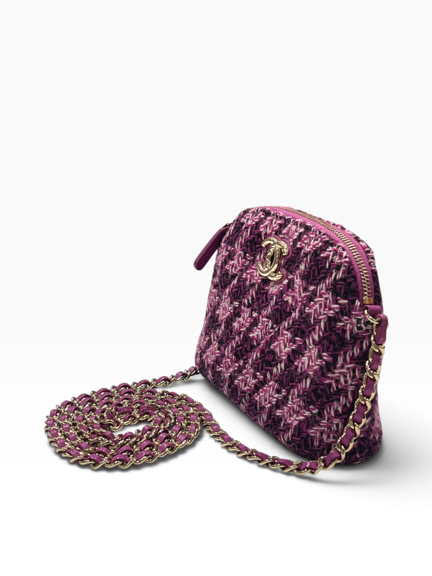 Chanel - pochette sur chaîne mini bolide tweed rose gift
