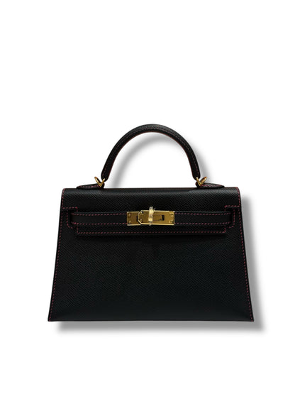 Hermès - Sac Mini Kelly Noir et Rose Extrême commande spéciale