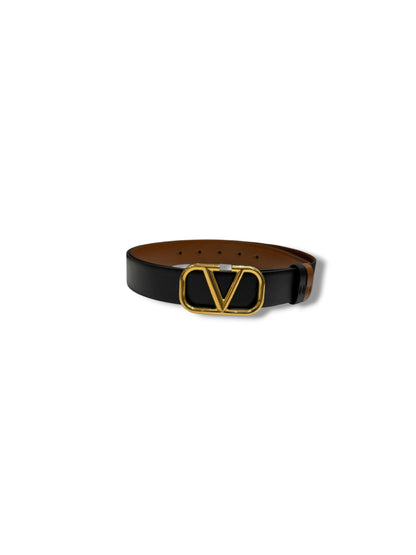 Valentino - Ceinture Vlogo Noir réversible Marron T85