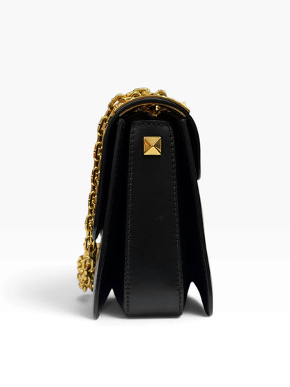 Valentino - Sac B-Rockstud Flap en cuir de veau noir