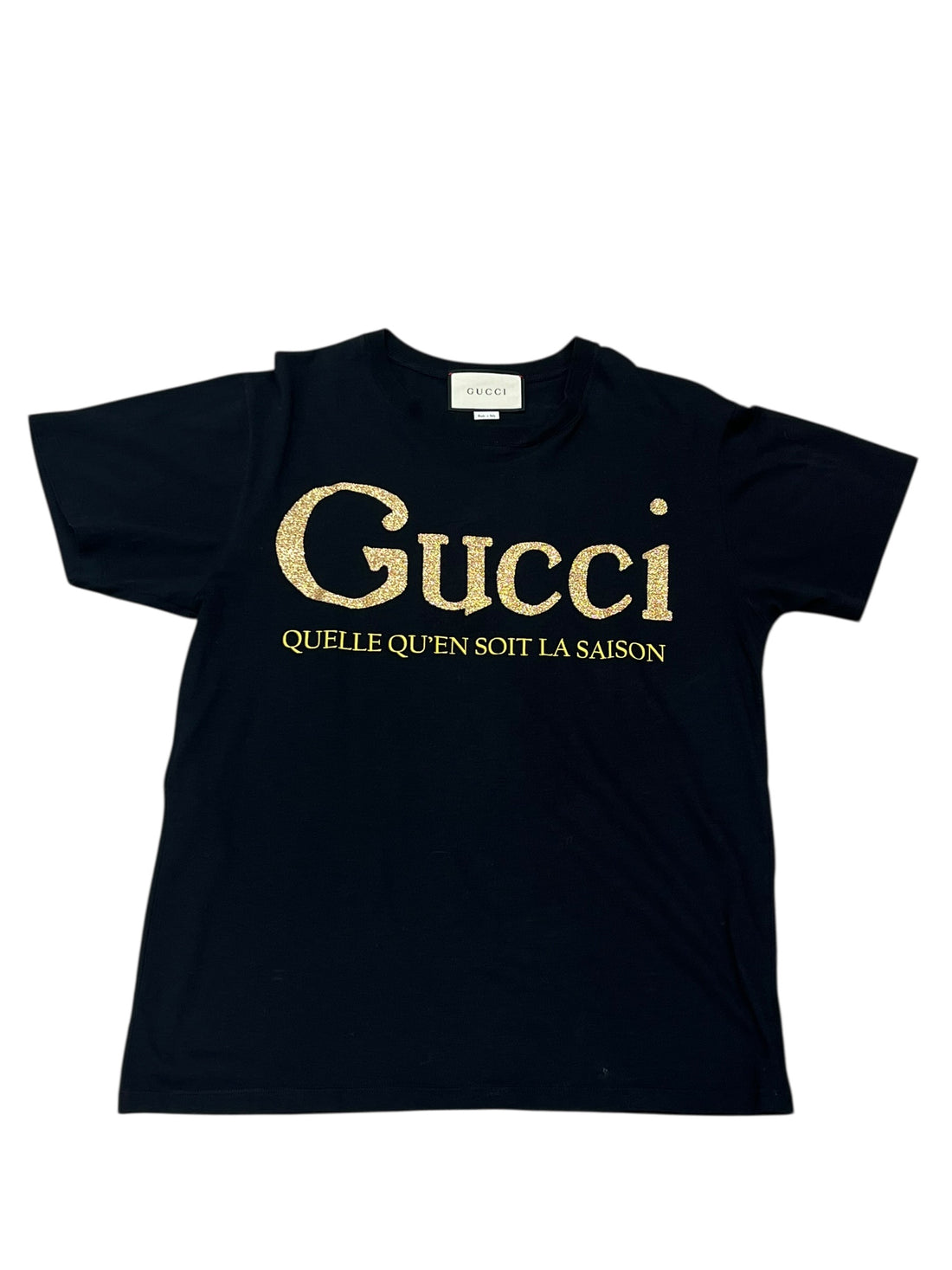 Gucci - t-shirt noir inscriptions paillettes doré TS