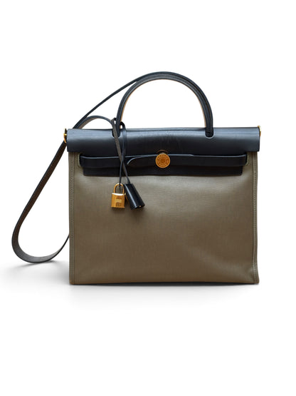 Hermès - Sac Herbag 31 Kaki et Noir