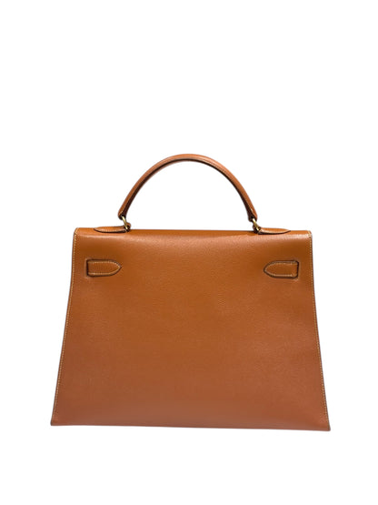 Hermès - Sac Kelly 32 Sellier Courchevel Gold vintage GHW