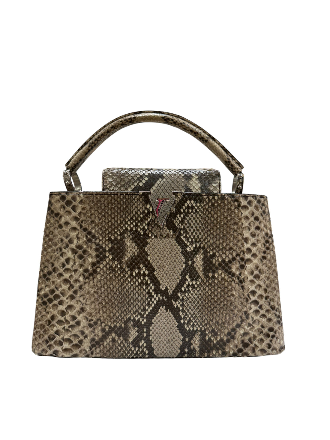 Louis Vuitton - Sac Capucines MM Python naturel