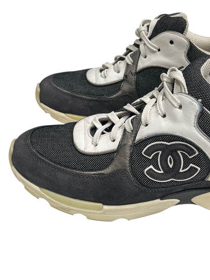 Chanel -Sneakers supermarket cuir et daim gris T37,5