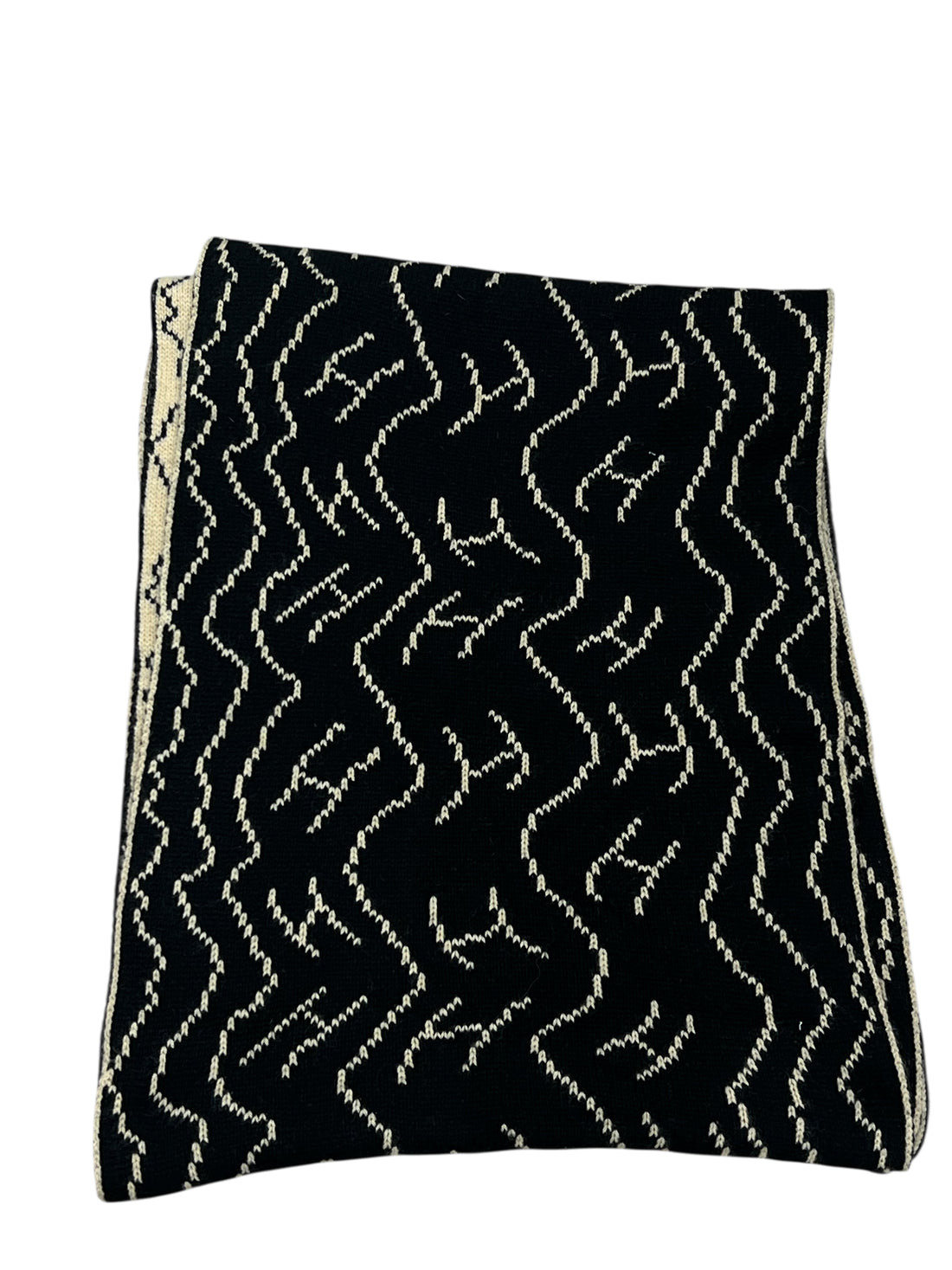 Hermès - grande écharpe cachemire noir/beige