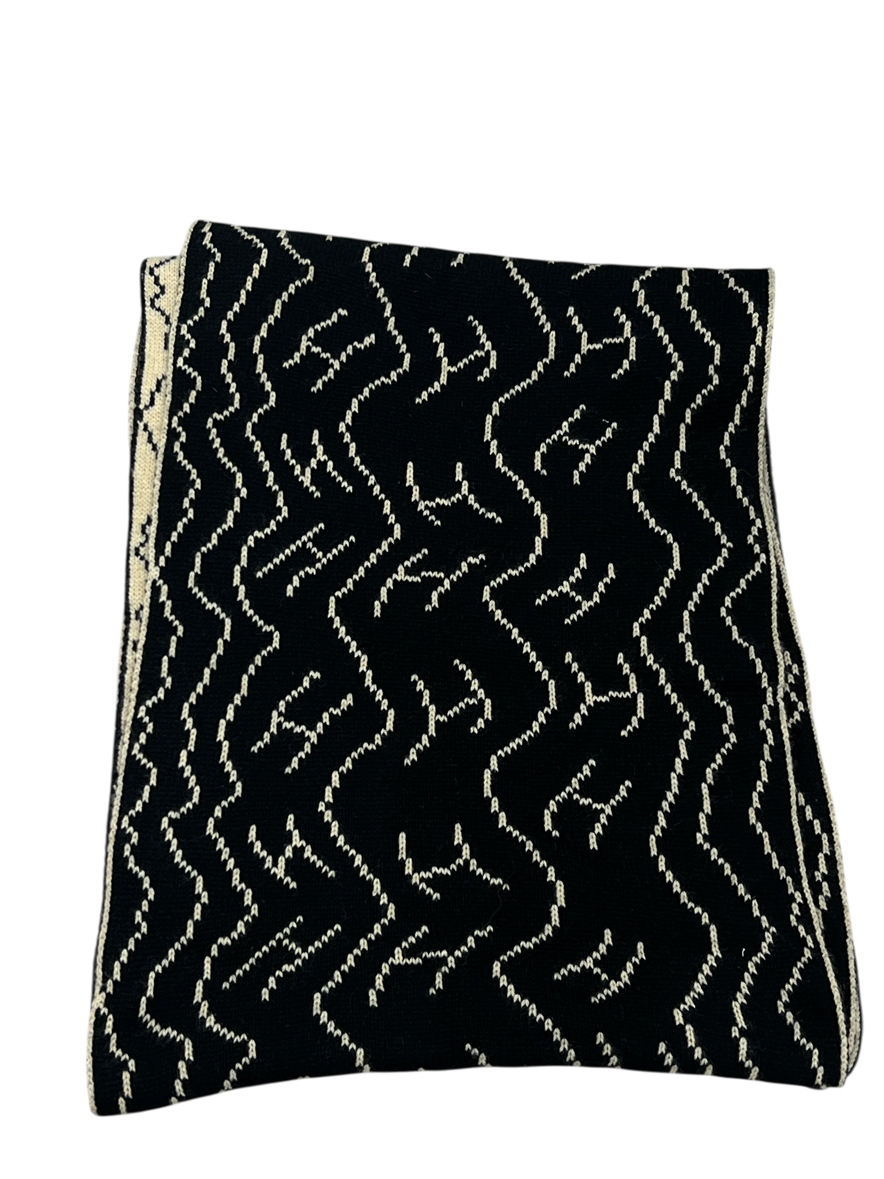 Hermès - grande écharpe cachemire noir/beige