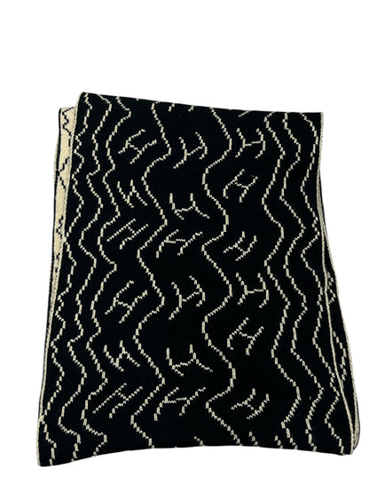 Hermès - grande écharpe cachemire noir/beige