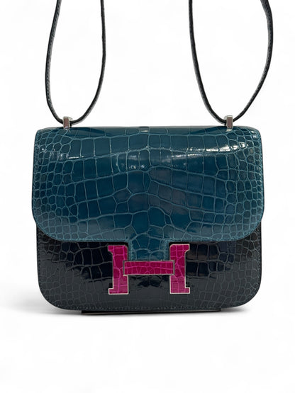 Hermès - Sac Constance III Mini tricolore alligator