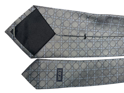 Dior - cravate cannage soie gris-bleu