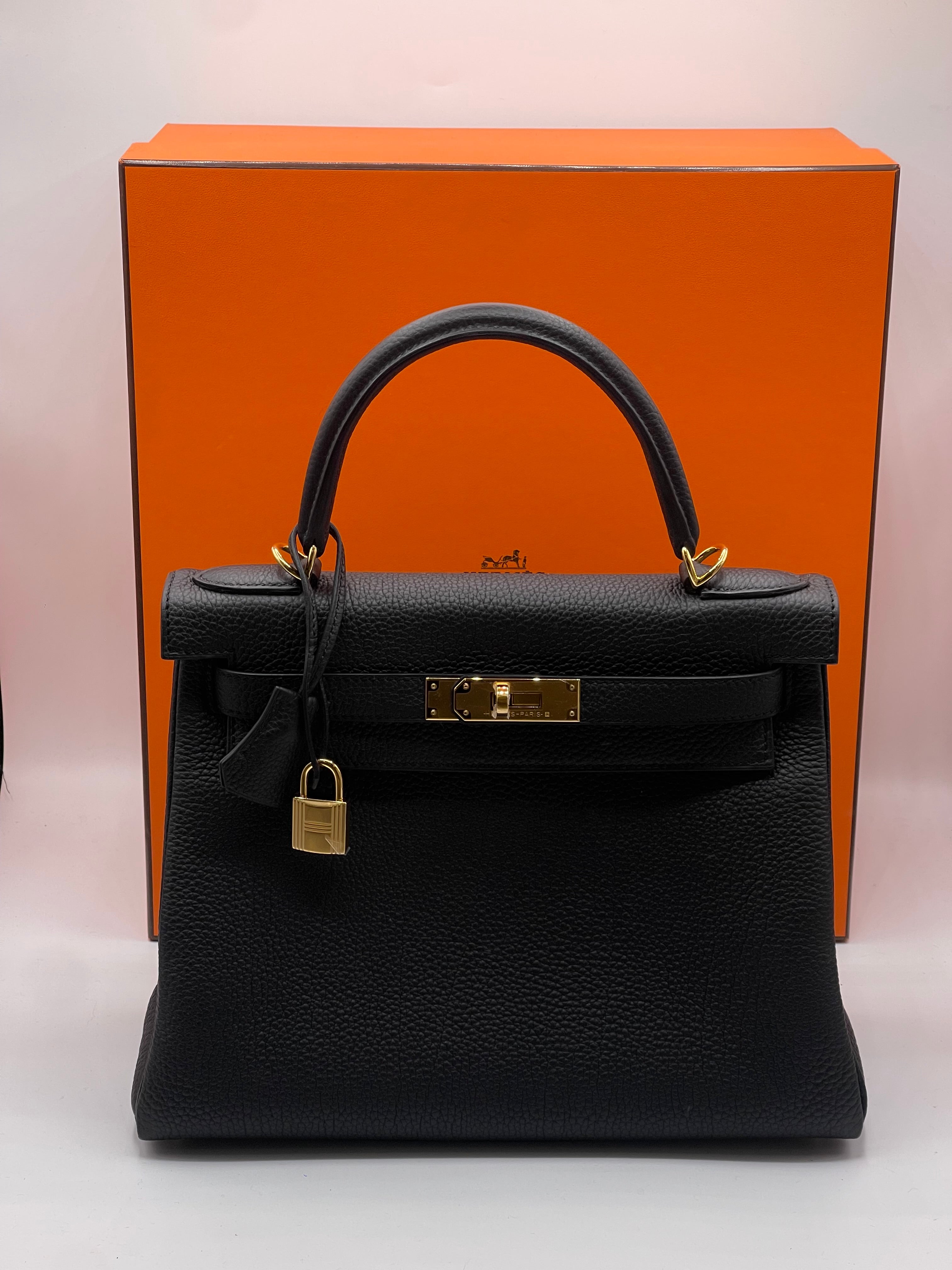 Hermès - Sac Kelly 28 Togo retourné nero