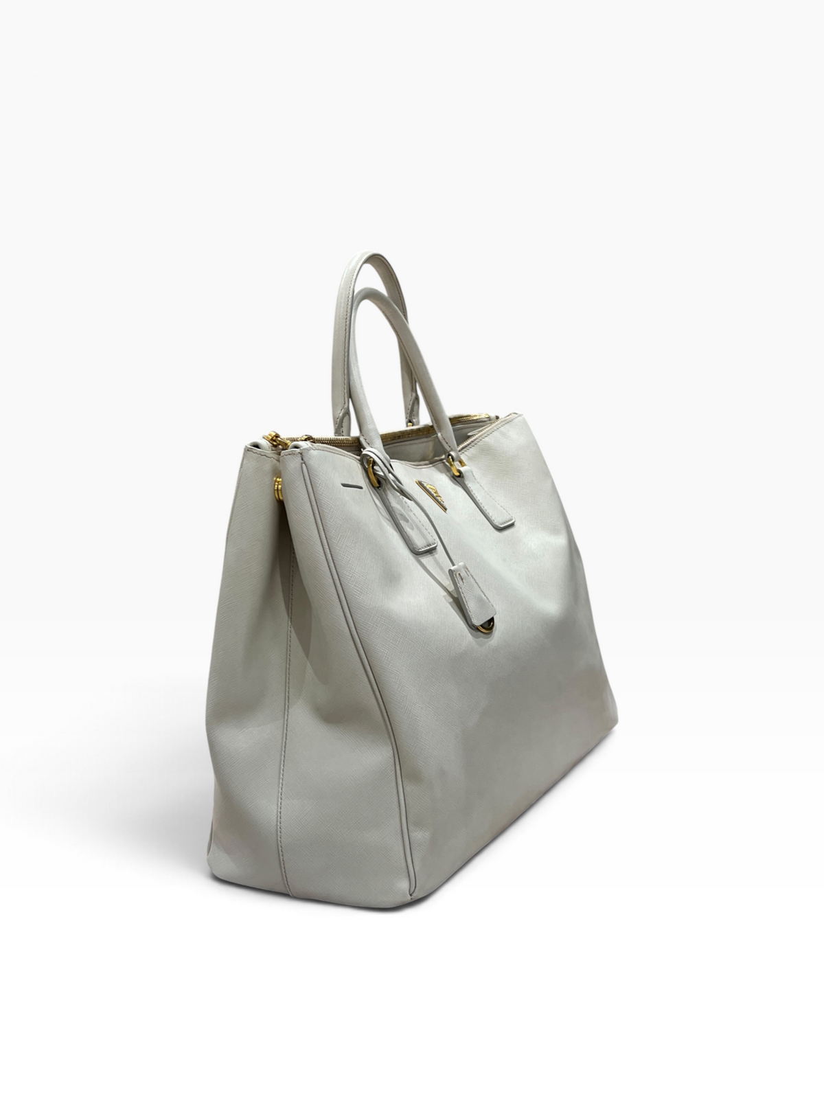 PRADA - sac galleria cuir saffiano blanc GM