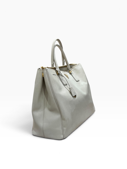 PRADA - sac galleria cuir saffiano blanc GM