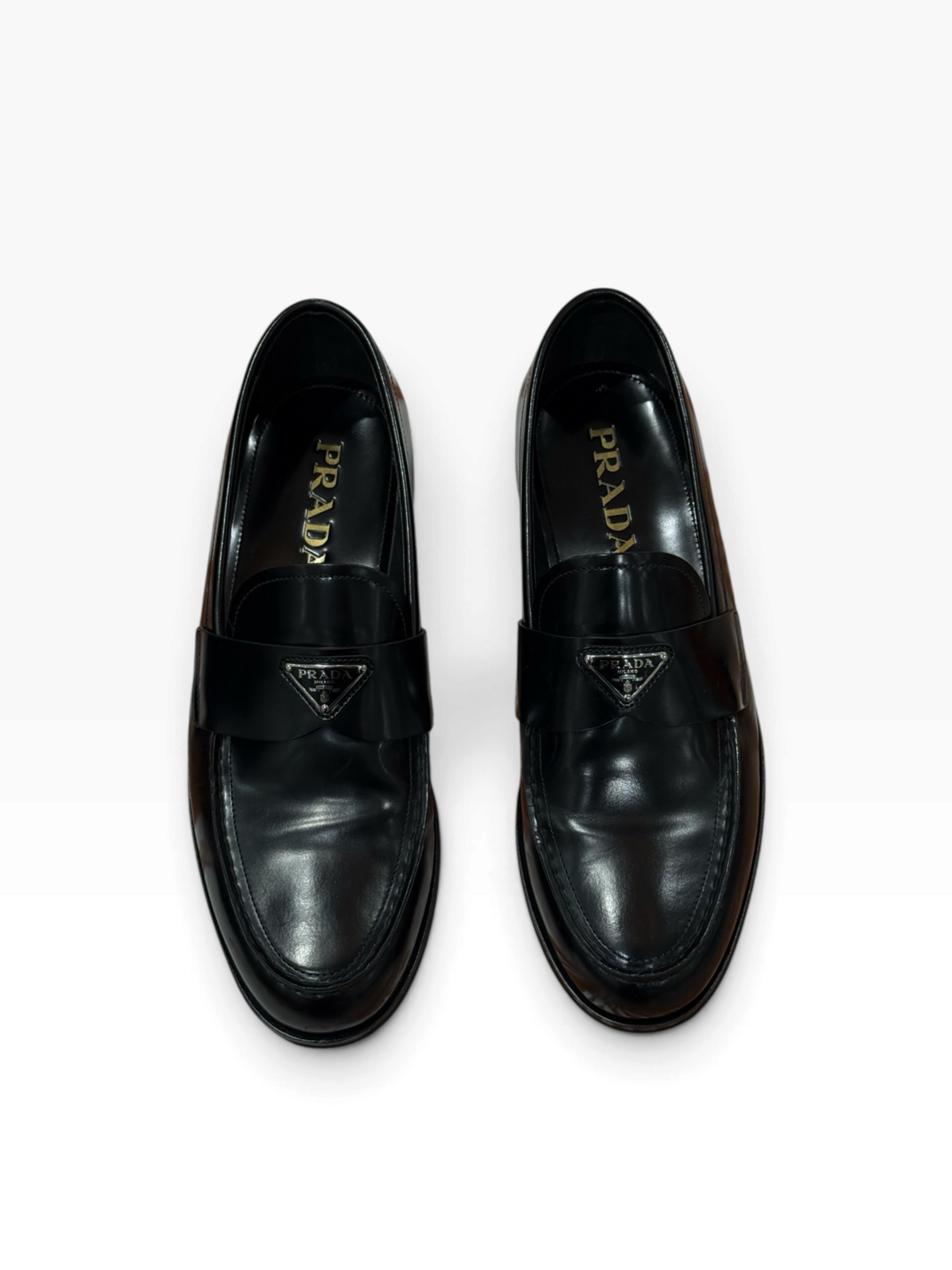 Prada – Mocassins noirs glacés – T40,5
