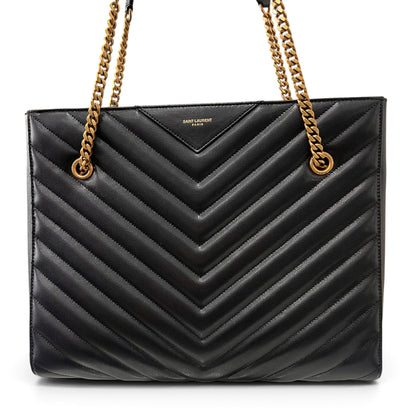 Saint Laurent - Sac cabas Tribeca en cuir grainé noir