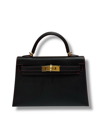 Hermès - Sac Mini Kelly Noir et Rose Extrême commande spéciale