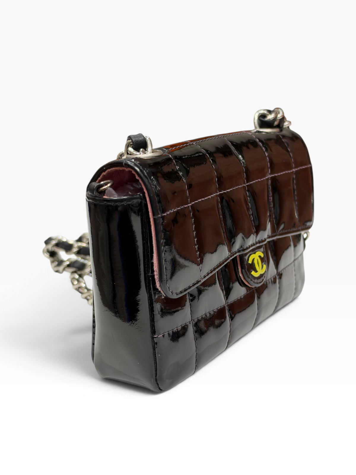 Chanel - mini sac classique cuir vernis noir