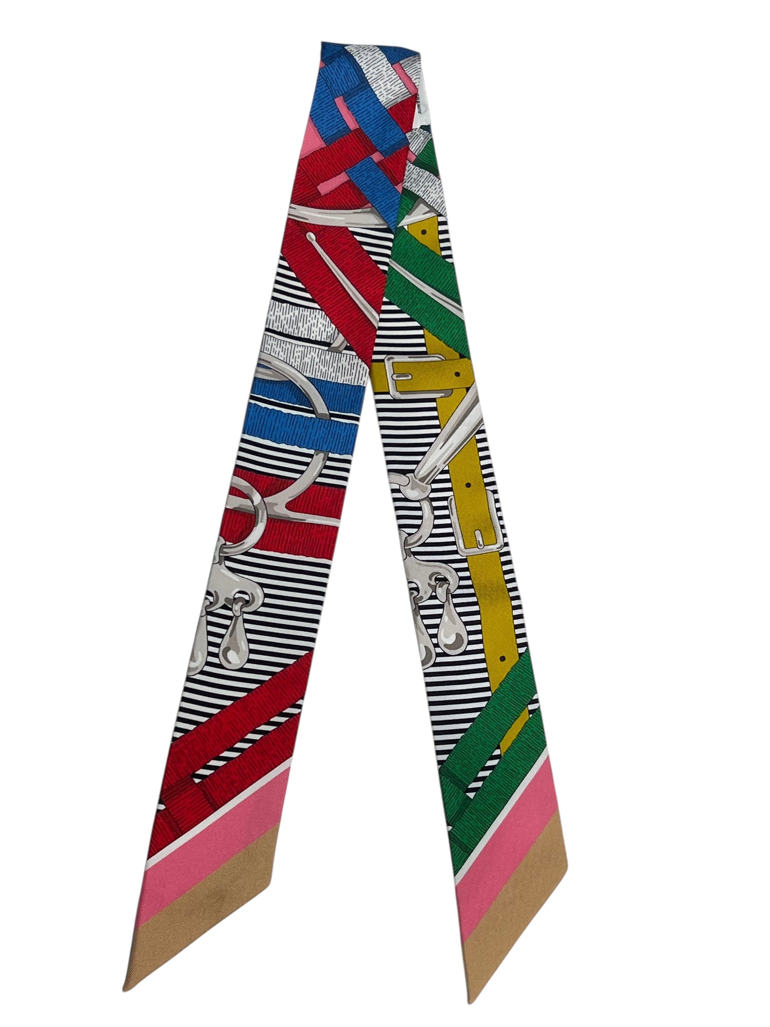 Hermès - Twilly motifs ceinture vert et rose