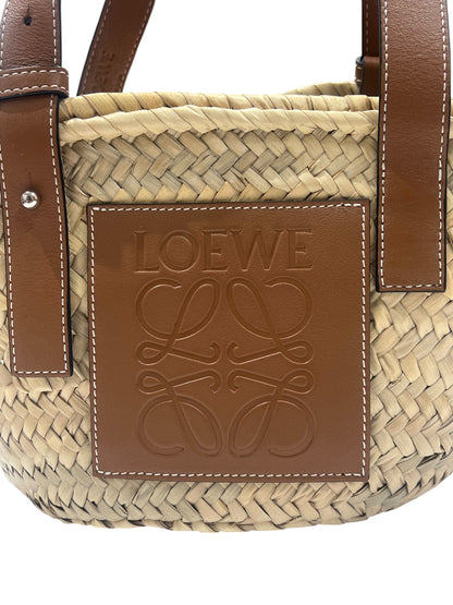 Loewe - panier en fibre de palmier et cuir Gold PM