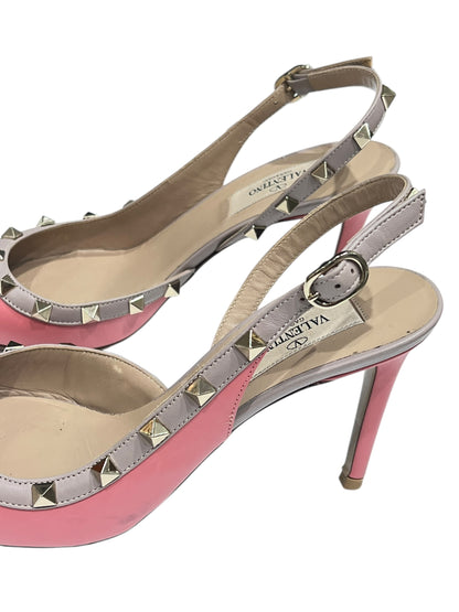 Valentino - Slingback cuir rose studs champagne t 37,5