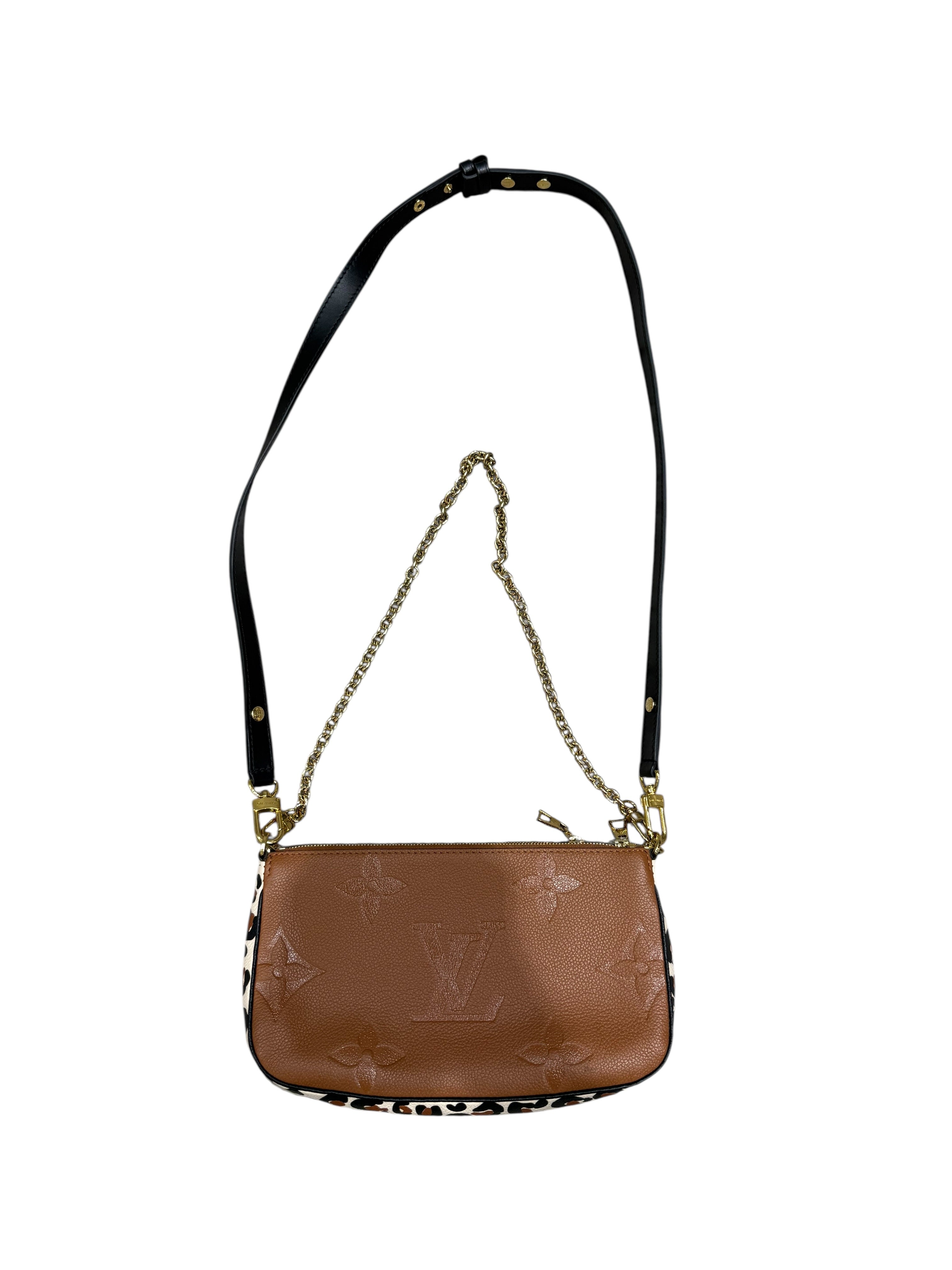 Louis Vuitton - Sac Multipochette Édition Cuir Empreinte Camel/ Léopard | Les Folies d’Eugénie