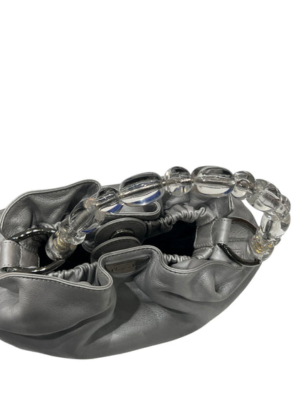 Christian Dior - sac seau pearl cuir gris argenté