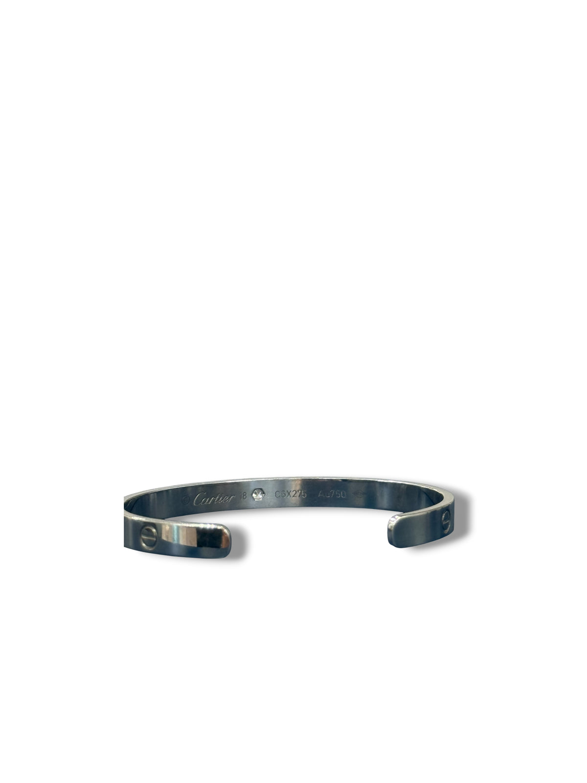 Cartier – Love Halb-Armreif mit 1 Diamanten, Weißgold, Gr. 18