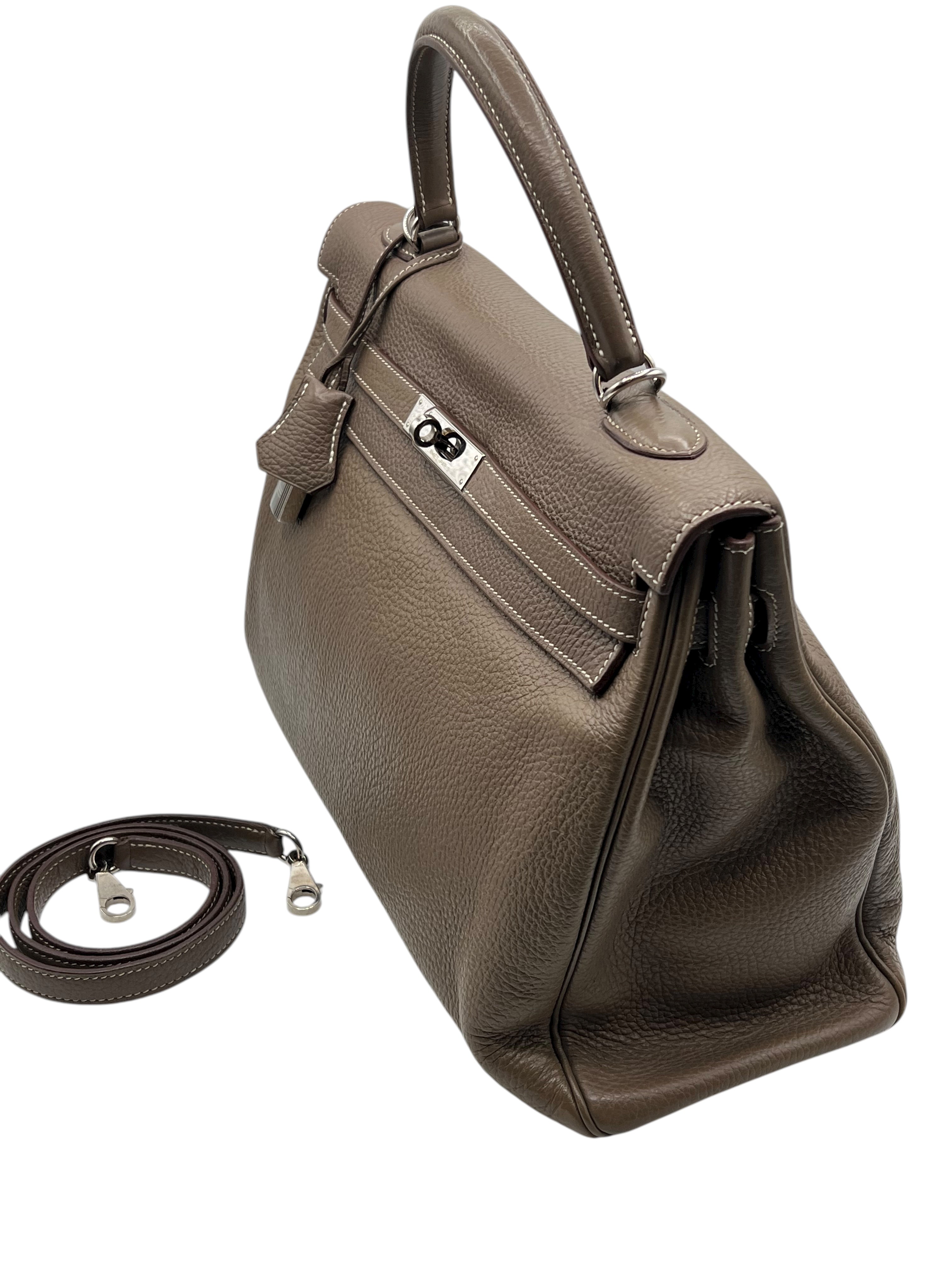 Hermès - sac Kelly 35 cuir Togo étoupe PHW