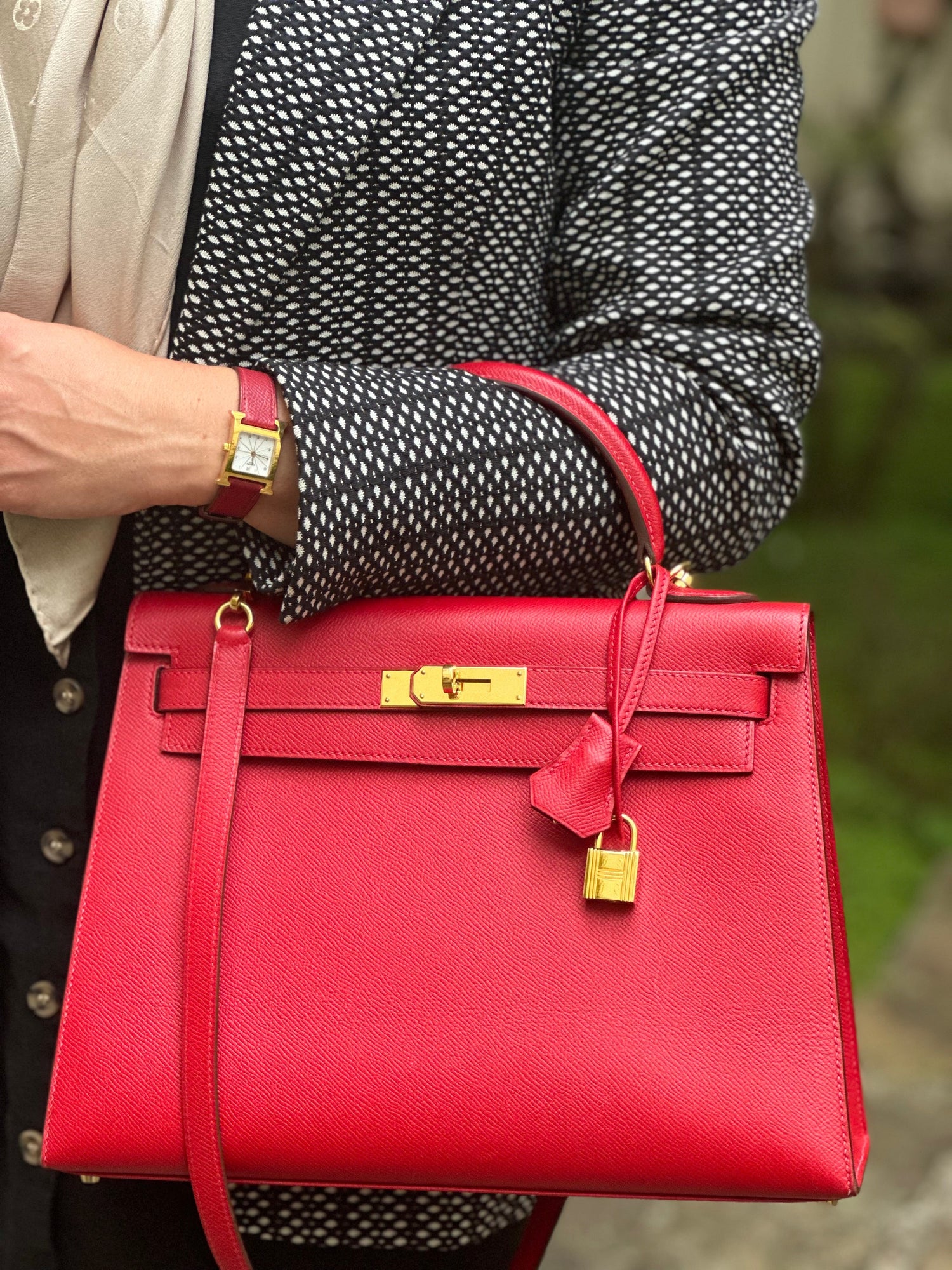 Hermès - Borsa Kelly 32 Sellier Epsom Casaque rossa