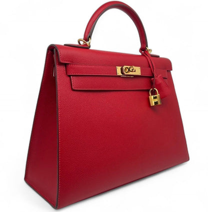 Hermès - Borsa Kelly 32 Sellier Epsom Casaque rossa